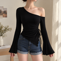 Off Shoulder Asymmetrical Trumpet Top