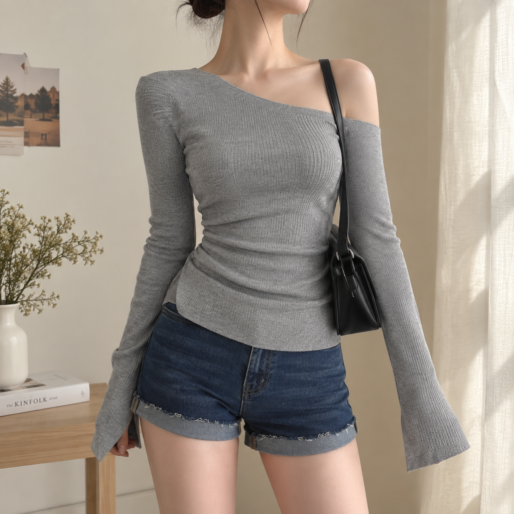 Off Shoulder Long Sleeve Tee